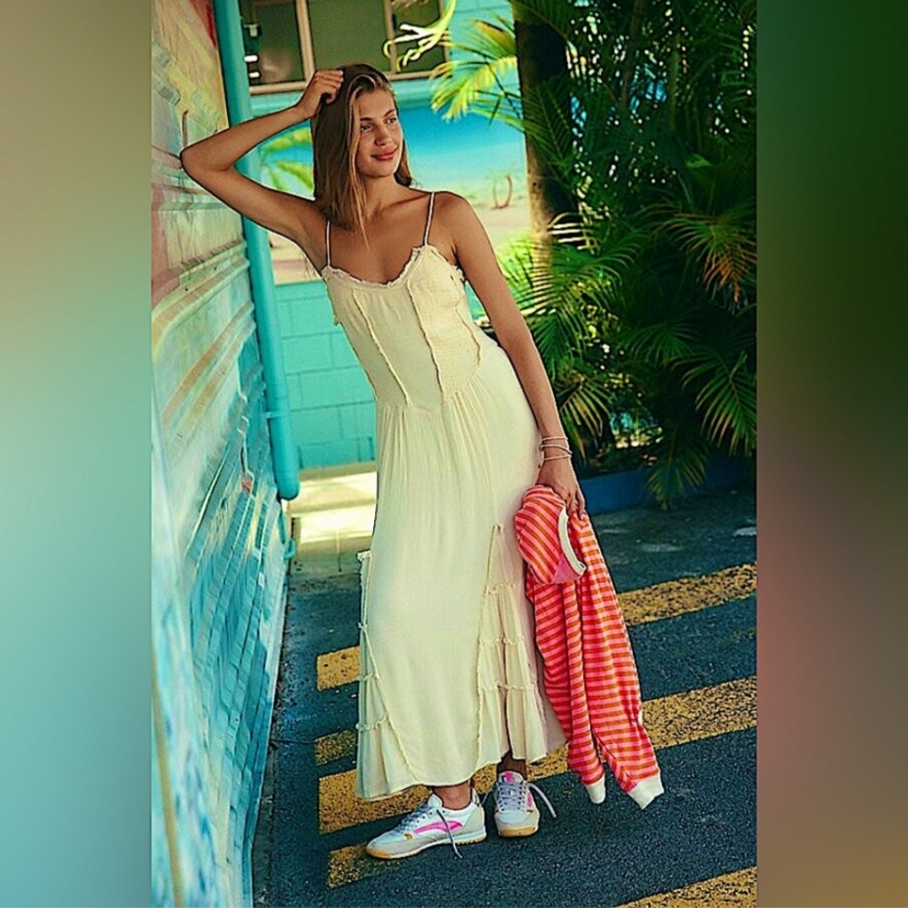 NWT Free People Siren Nights Maxi Dress in Wet Plaster XS